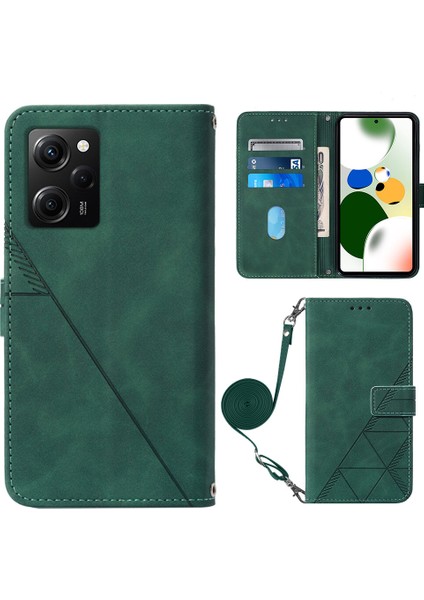 Xiaomi Poco X5 Pro 5g ile Uyumlu Tam Korumalı Yumuşak Pu Deri Kapaklı Cüzdan Telefon Kılıfı, Kart Tutuculu ve Uzun Askılı (Yurt Dışından)