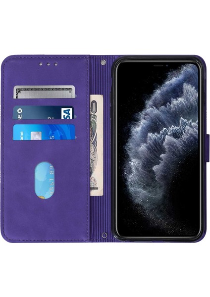 iPhone 11 Pro Max ile Uyumlu Tam Korumalı Yumuşak Pu Deri Kapaklı Cüzdan Telefon Kılıfı, Kart Tutuculu ve Uzun Askılı (Yurt Dışından)