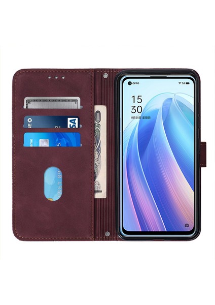 Oppo Find X5 Lite ile Uyumlu Tam Korumalı Yumuşak Pu Deri Kapaklı Cüzdan Telefon Kılıfı, Kart Tutuculu ve Uzun Askılı (Yurt Dışından)
