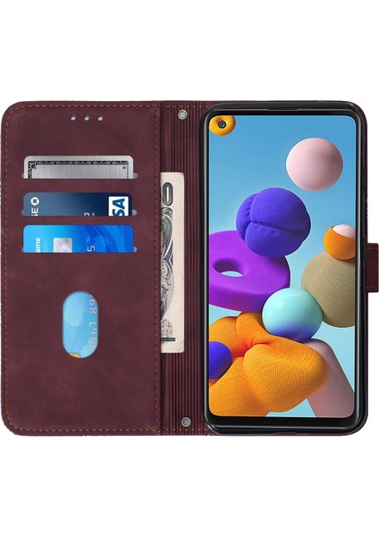 Samsung Galaxy A21S ile Uyumlu Tam Korumalı Yumuşak Pu Deri Kapaklı Cüzdan Telefon Kılıfı, Kart Tutuculu ve Uzun Askılı (Yurt Dışından) indirimleri