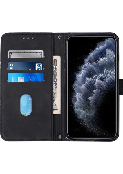 iPhone 11 Pro ile Uyumlu Tam Korumalı Yumuşak Pu Deri Kapaklı Cüzdan Telefon Kılıfı, Kart Tutuculu ve Uzun Askılı (Yurt Dışından)