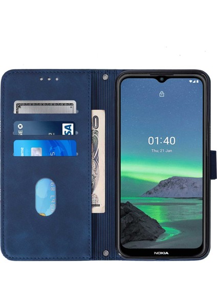 Yihang Boutique Nokia 1.4 ile Uyumlu Tam Korumalı Yumuşak Pu Deri Kapaklı Cüzdan Telefon Kılıfı, Kart Tutuculu ve Uzun Askılı (Yurt Dışından)