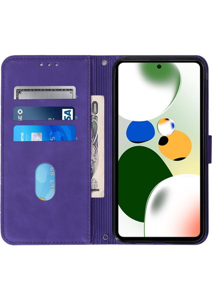 Xiaomi Poco X5 Pro 5g ile Uyumlu Tam Korumalı Yumuşak Pu Deri Kapaklı Cüzdan Telefon Kılıfı, Kart Tutuculu ve Uzun Askılı (Yurt Dışından)