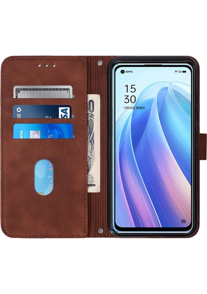 Oppo Find X5 Lite ile Uyumlu Tam Korumalı Yumuşak Pu Deri Kapaklı Cüzdan Telefon Kılıfı, Kart Tutuculu ve Uzun Askılı (Yurt Dışından)