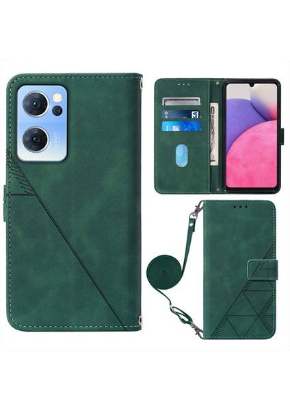 Oppo Find X5 Lite ile Uyumlu Tam Korumalı Yumuşak Pu Deri Kapaklı Cüzdan Telefon Kılıfı, Kart Tutuculu ve Uzun Askılı (Yurt Dışından)