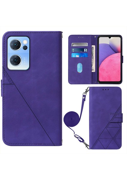 Oppo Find X5 Lite ile Uyumlu Tam Korumalı Yumuşak Pu Deri Kapaklı Cüzdan Telefon Kılıfı, Kart Tutuculu ve Uzun Askılı (Yurt Dışından)