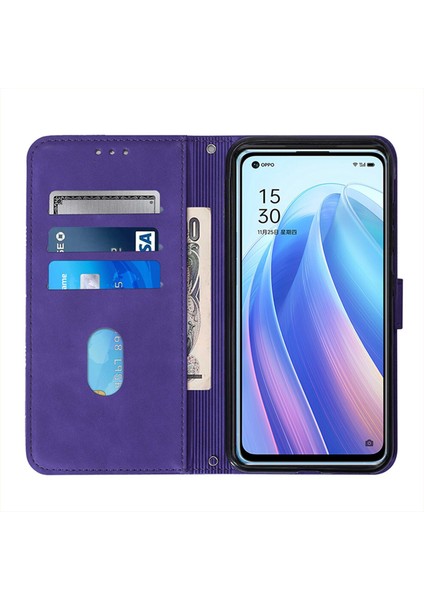 Oppo Find X5 Lite ile Uyumlu Tam Korumalı Yumuşak Pu Deri Kapaklı Cüzdan Telefon Kılıfı, Kart Tutuculu ve Uzun Askılı (Yurt Dışından)