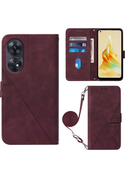 Oppo Reno 8t 4g ile Uyumlu Tam Korumalı Yumuşak Pu Deri Kapaklı Cüzdan Telefon Kılıfı, Kart Tutuculu ve Uzun Askılı (Yurt Dışından)
