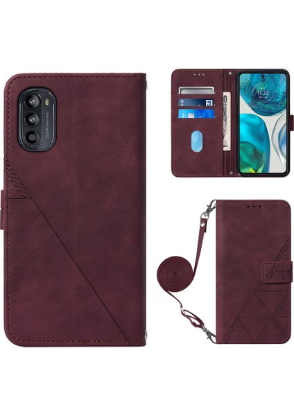 Motorola Moto G52 ile Uyumlu Tam Korumalı Yumuşak Pu Deri Kapaklı Cüzdan Telefon Kılıfı, Kart Tutuculu ve Uzun Askılı (Yurt Dışından) fiyatları