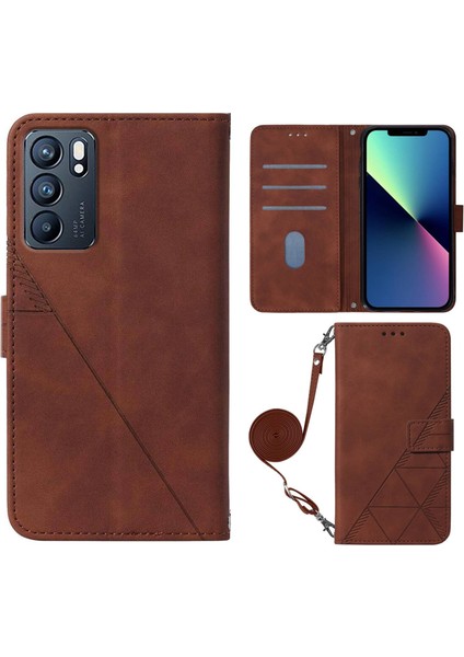 Oppo Reno 6 5g ile Uyumlu Tam Korumalı Yumuşak Pu Deri Kapaklı Cüzdan Telefon Kılıfı, Kart Tutuculu ve Uzun Askılı (Yurt Dışından)