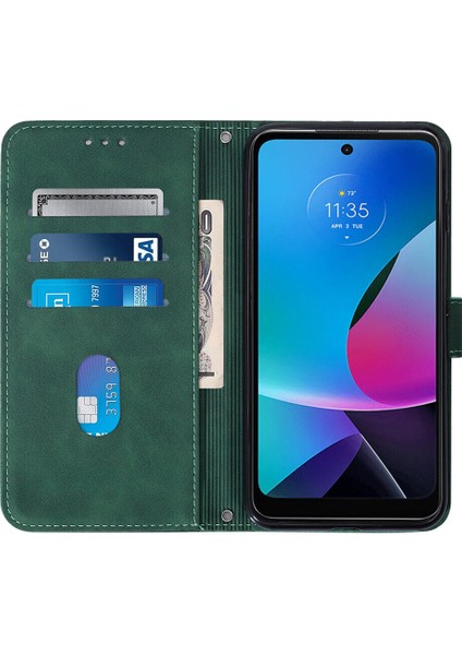 Motorola G Power 2022 ile Uyumlu Tam Korumalı Yumuşak Pu Deri Kapaklı Cüzdan Telefon Kılıfı, Kart Tutuculu ve Uzun Askılı (Yurt Dışından)