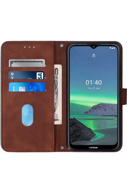 Yihang Boutique Nokia 1.4 ile Uyumlu Tam Korumalı Yumuşak Pu Deri Kapaklı Cüzdan Telefon Kılıfı, Kart Tutuculu ve Uzun Askılı (Yurt Dışından)