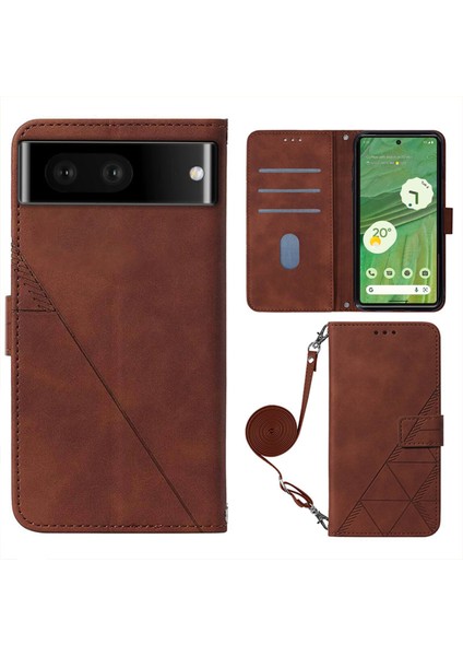 Google Pixel 7 Pro ile Uyumlu Tam Korumalı Yumuşak Pu Deri Kapaklı Cüzdan Telefon Kılıfı, Kart Tutuculu ve Uzun Askılı (Yurt Dışından)