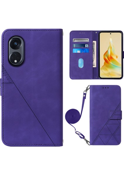 Oppo Reno 8t 5g ile Uyumlu Tam Korumalı Yumuşak Pu Deri Kapaklı Cüzdan Telefon Kılıfı, Kart Tutuculu ve Uzun Askılı (Yurt Dışından)