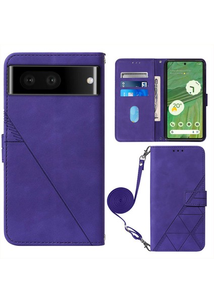 Google Pixel 7 Pro ile Uyumlu Tam Korumalı Yumuşak Pu Deri Kapaklı Cüzdan Telefon Kılıfı, Kart Tutuculu ve Uzun Askılı (Yurt Dışından)