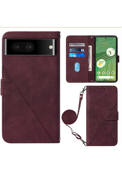 Google Pixel 7 Pro ile Uyumlu Tam Korumalı Yumuşak Pu Deri Kapaklı Cüzdan Telefon Kılıfı, Kart Tutuculu ve Uzun Askılı (Yurt Dışından)