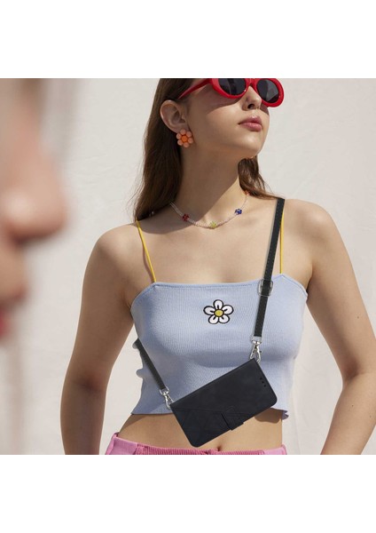 Oppo Reno 8t 5g ile Uyumlu Tam Korumalı Yumuşak Pu Deri Kapaklı Cüzdan Telefon Kılıfı, Kart Tutuculu ve Uzun Askılı (Yurt Dışından) modelleri