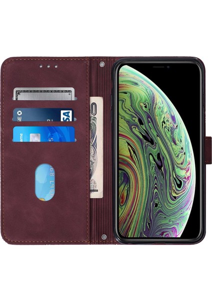 iPhone Xs Max ile Uyumlu Tam Korumalı Yumuşak Pu Deri Kapaklı Cüzdan Telefon Kılıfı, Kart Tutuculu ve Uzun Askılı (Yurt Dışından)