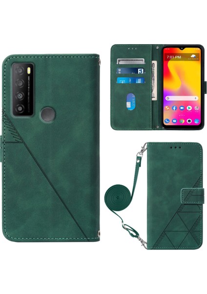 Tcl 30XL ile Uyumlu Tam Korumalı Yumuşak Pu Deri Kapaklı Cüzdan Telefon Kılıfı, Kart Tutuculu ve Uzun Askılı (Yurt Dışından)