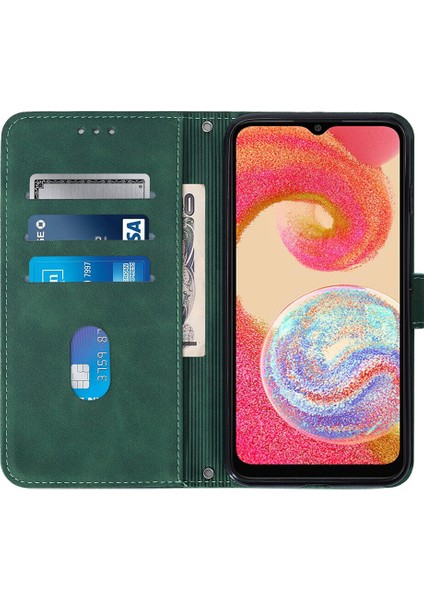 Samsung Galaxy A04E ile Uyumlu Tam Korumalı Yumuşak Pu Deri Kapaklı Cüzdan Telefon Kılıfı, Kart Tutuculu ve Uzun Askılı (Yurt Dışından)