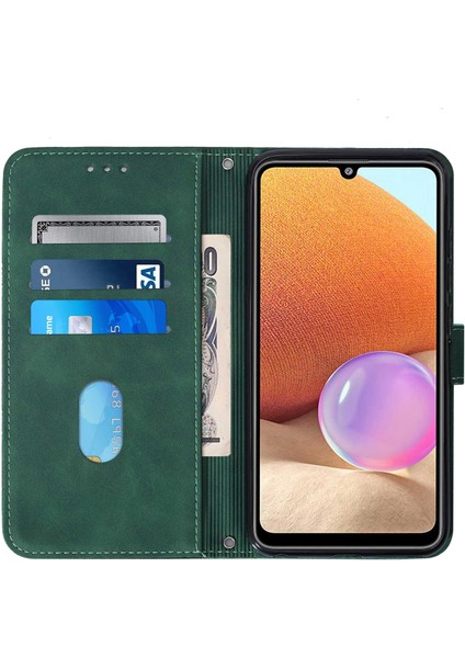 Samsung Galaxy A32 5g ile Uyumlu Tam Korumalı Yumuşak Pu Deri Kapaklı Cüzdan Telefon Kılıfı, Kart Tutuculu ve Uzun Askılı (Yurt Dışından)