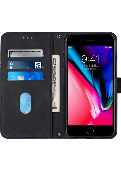 iPhone 7/8/se ile Uyumlu Tam Korumalı Yumuşak Pu Deri Kapaklı Cüzdan Telefon Kılıfı, Kart Tutuculu ve Uzun Askılı (Yurt Dışından) indirimleri