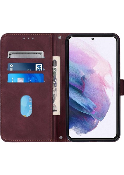 Samsung Galaxy S21 Plus ile Uyumlu Tam Korumalı Yumuşak Pu Deri Kapaklı Cüzdan Telefon Kılıfı, Kart Tutuculu ve Uzun Askılı (Yurt Dışından)