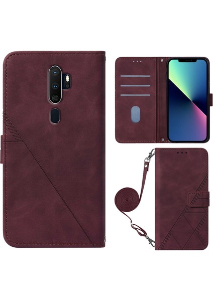 Oppo A9 2020/A5 2020 ile Uyumlu Tam Korumalı Yumuşak Pu Deri Kapaklı Cüzdan Telefon Kılıfı, Kart Tutuculu ve Uzun Askılı (Yurt Dışından)