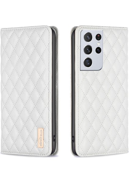Samsung Galaxy S21 Ultra Için Kılıf Pu Deri Manyetik Toka Flip Folyo Koruyucu Kapak Tutucu Kılıf (Yurt Dışından)