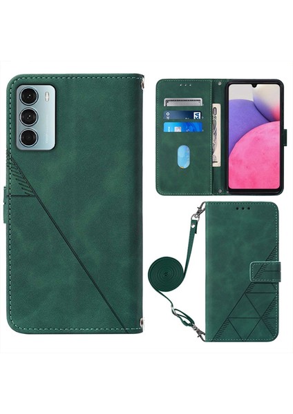 Motorola Edge S30 5g ile Uyumlu Tam Korumalı Yumuşak Pu Deri Kapaklı Cüzdan Telefon Kılıfı, Kart Tutuculu ve Uzun Askılı (Yurt Dışından)