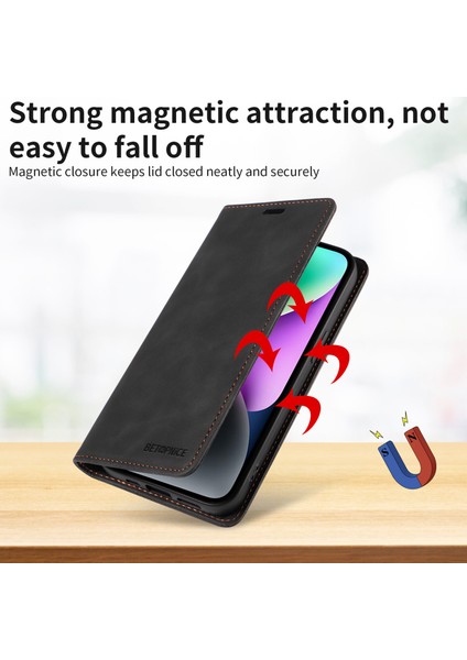 iPhone 13 Mini Cüzdan Derisi ile Uyumlu-Rfıd Engellemeli Kart Sahipleri-Tpu Kapaklı Kapak (Yurt Dışından)
