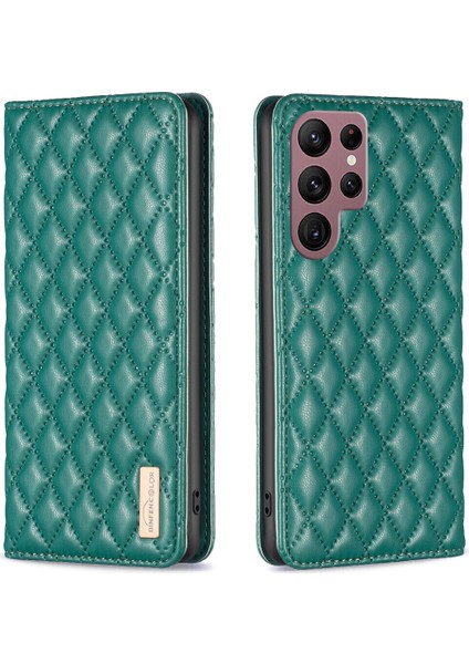 Samsung Galaxy S22 Ultra Için Kılıf Pu Deri Manyetik Toka Flip Folyo Koruyucu Kapak Tutucu Kılıf (Yurt Dışından)