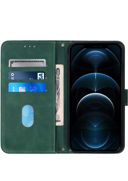 iPhone 12 Pro Max ile Uyumlu Tam Korumalı Yumuşak Pu Deri Kapaklı Cüzdan Telefon Kılıfı, Kart Tutuculu ve Uzun Askılı (Yurt Dışından)