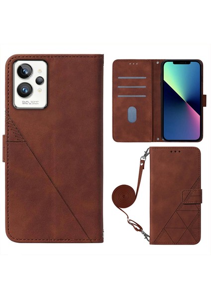 Realme Gt 2 Pro ile Uyumlu Tam Korumalı Yumuşak Pu Deri Kapaklı Cüzdan Telefon Kılıfı, Kart Tutuculu ve Uzun Askılı (Yurt Dışından)