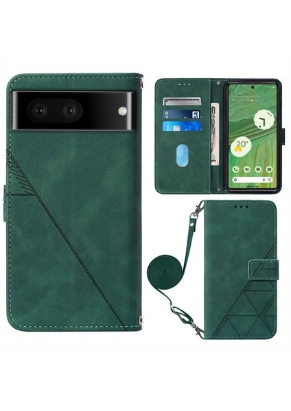 Google Pixel 7 Pro ile Uyumlu Tam Korumalı Yumuşak Pu Deri Kapaklı Cüzdan Telefon Kılıfı, Kart Tutuculu ve Uzun Askılı (Yurt Dışından)