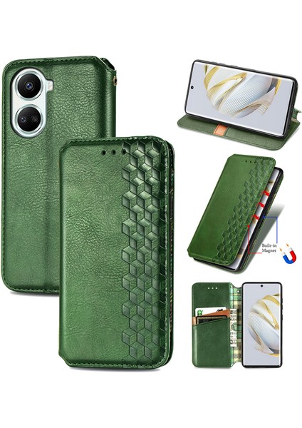 Huawei Nova 10 Se Cüzdan Kılıfı ile Uyumlu, Kart Tutuculu, Pu Deri Flip Kickstand Darbeye Dayanıklı Kapak (Yurt Dışından)