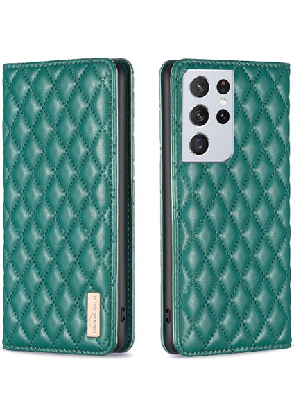 Samsung Galaxy S21 Ultra Için Kılıf Pu Deri Manyetik Toka Flip Folyo Koruyucu Kapak Tutucu Kılıf (Yurt Dışından)