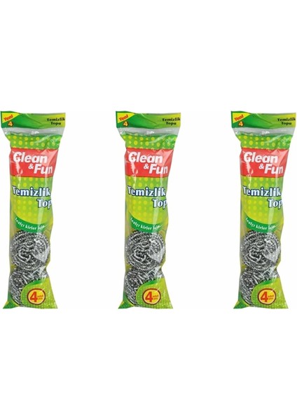 Clean & Fun 3 Paket Bulaşık Ovma Teli 4X20 G