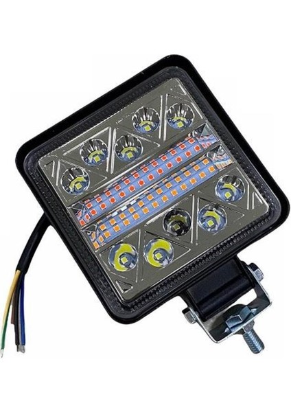 10V-30V LED Lamba Off-Road (106 x 106 x 25) Ledli Kare Kırmızı-Turuncu-Beyaz