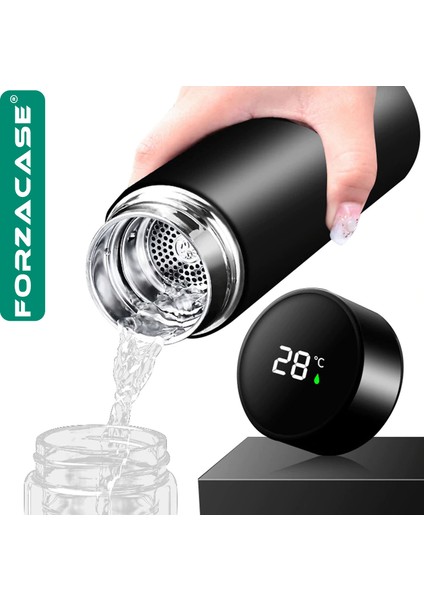 Paslanmaz Çelik Dijital Termometreli 500 ml Sıcak Soğuk Tutan Çay Kahve Su Termosu - FC045 fırsatları