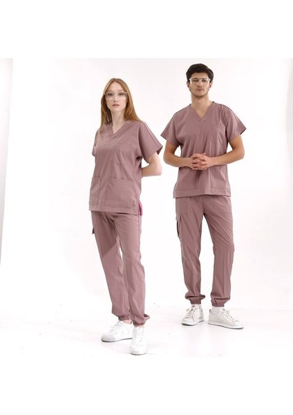 Akça Medikal Gül Kurusu Jogger Lüks Likralı Greys Takım