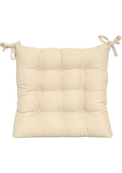 Kadife Dokulu Sandalye Minderi Krem