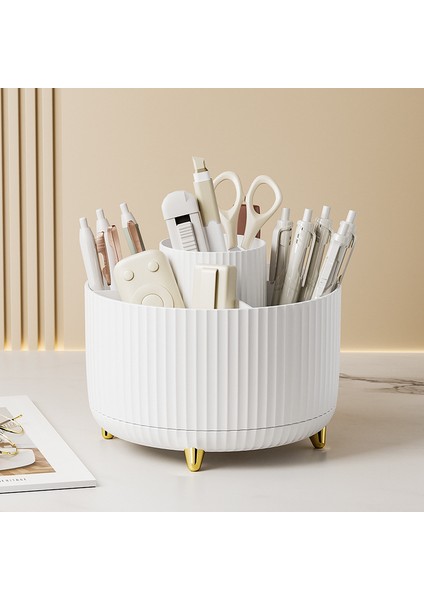 Masaüstü Dönebilen Makyaj Fırçası Saklama Kutusu Kırtasiye Rafı (Yurt Dışından)
