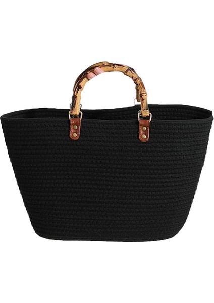 Hasır Dokuma Omuz Moda Plaj Çantası Büyük Boy (Yurt Dışından)