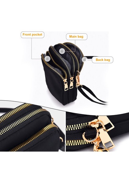 Mini Cep Telefonu Çantası Kanvas Omuz Çantası Anahtar Bozuk Para Cüzdanı Crossbody Çanta (Yurt Dışından)
