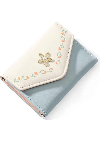 Kadın Üç Katlı Cüzdan Modaya Uygun Çok Bölmeli Baskılı Cüzdan (Yurt Dışından)