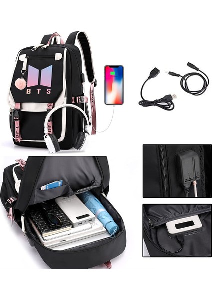 Büyük Kapasiteli Oxford Kumaş Sırt Çantası Sevimli USB Şarj Öğrenci Okul Çantası (Yurt Dışından) fırsatları