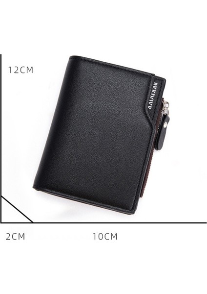 Erkek Fermuarlı Kısa Cüzdan Çoklu Kart Yuvalı Mini Bozuk Para Cüzdanı (Yurt Dışından)
