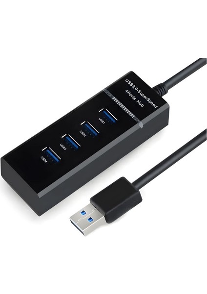 Xepette Jewelry LED Işıklı 4 Port USB Çoğaltıcı Type-C 4 Girişli Hub USB 3.0 Çoğaltıcı 30CM Kablo