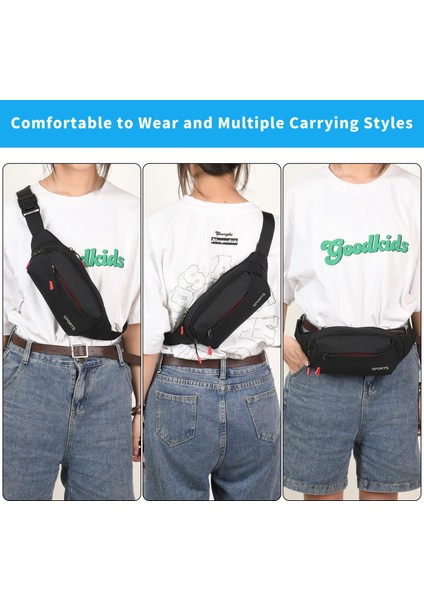 Erkekler ve Kadınlar Için Zizi Su Geçirmez Bel Çantası Büyük Kapasiteli Gündelik Cep Telefonu Çantası Açık Hava Crossbody Çanta Saklama Çantası (Yurt Dışından)